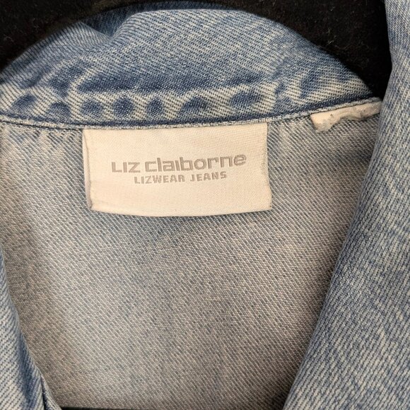 V. Liz Claiborne Denim Button Down Blouse - Picture 9 of 9